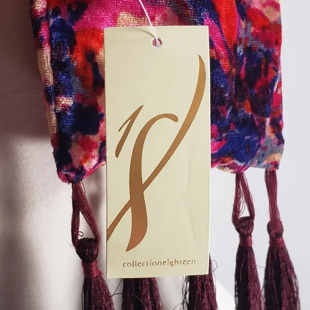 Collection 18 Unisex Scarf NEW Multicolor Floral Print Cherry Blazer Tassels